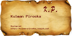 Kulman Piroska névjegykártya